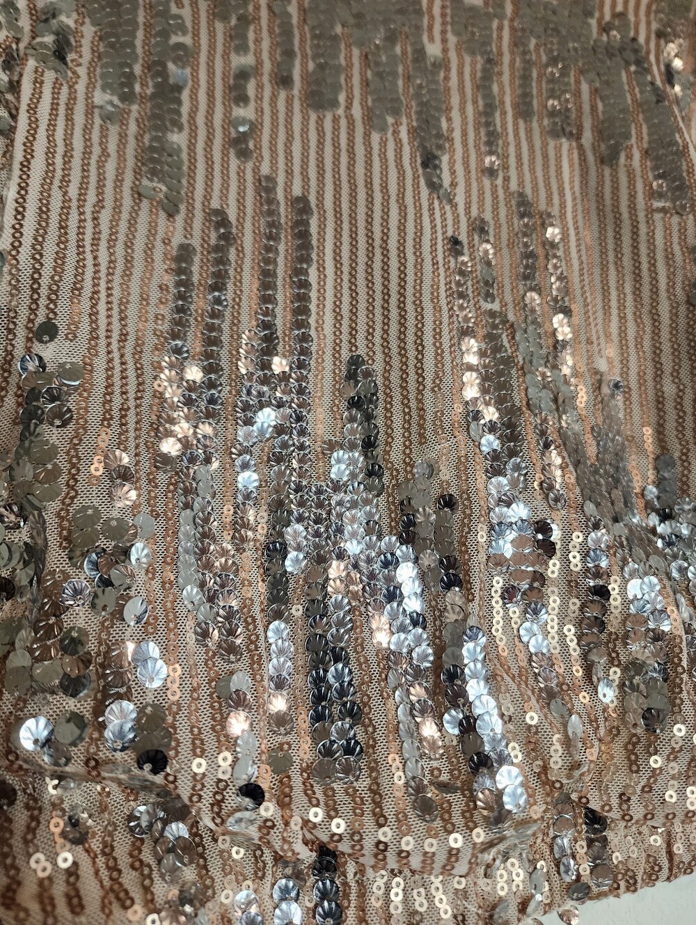 Rose Gold Silver Sequin Wrap Crop Top. Size Small - Picture 4 of 4